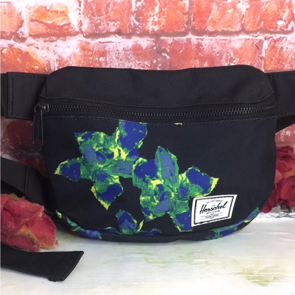 Herschel Supply Company Handbags - Herschel Supply Co. Black Blue and Green Floral  Canvas Fanny Pack